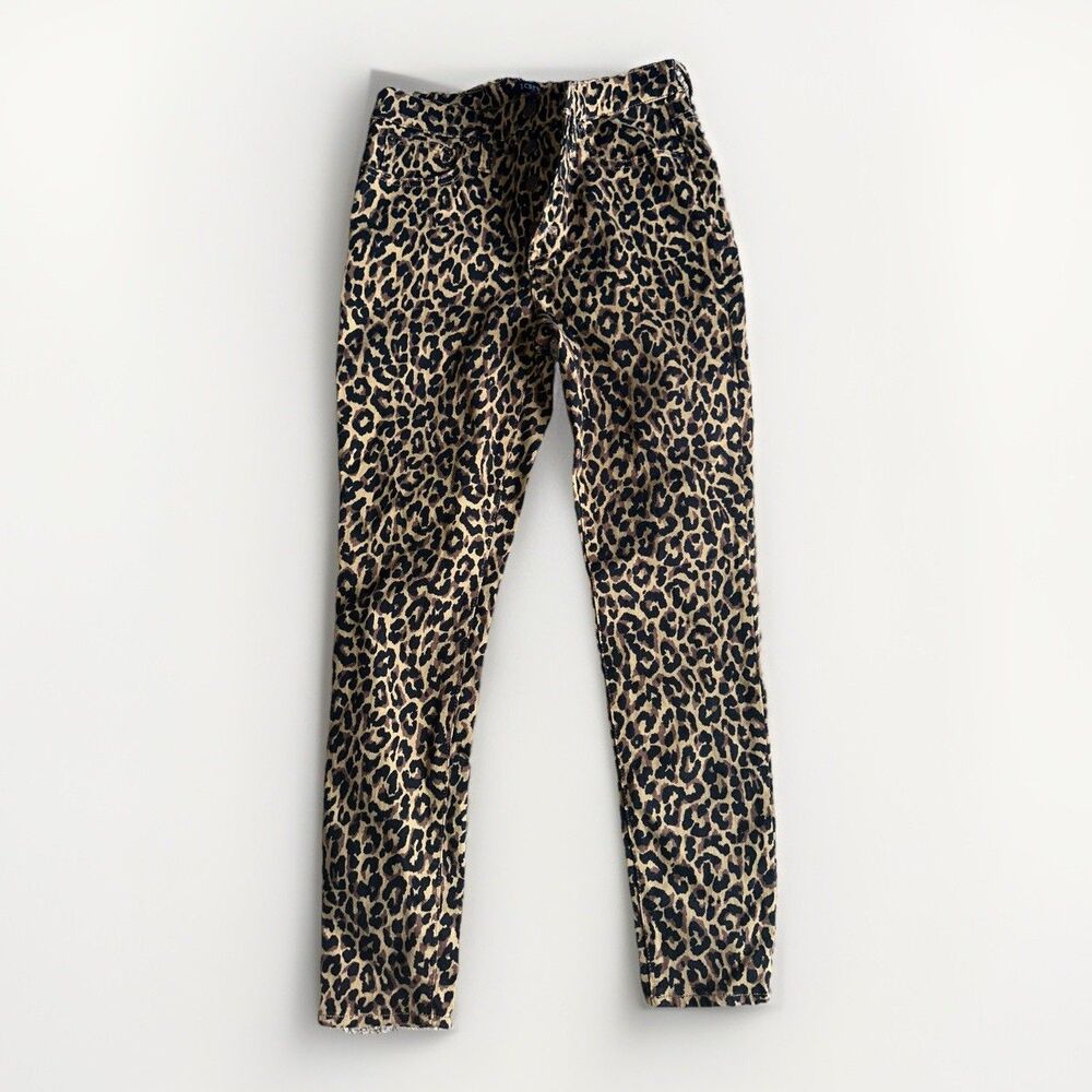 J.Crew Leopard Print High Rise Straight Leg Jeans Size 27 Animal Print Y2K Chic